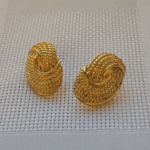 Vintage Napier Gold-Tone Textured Earrings